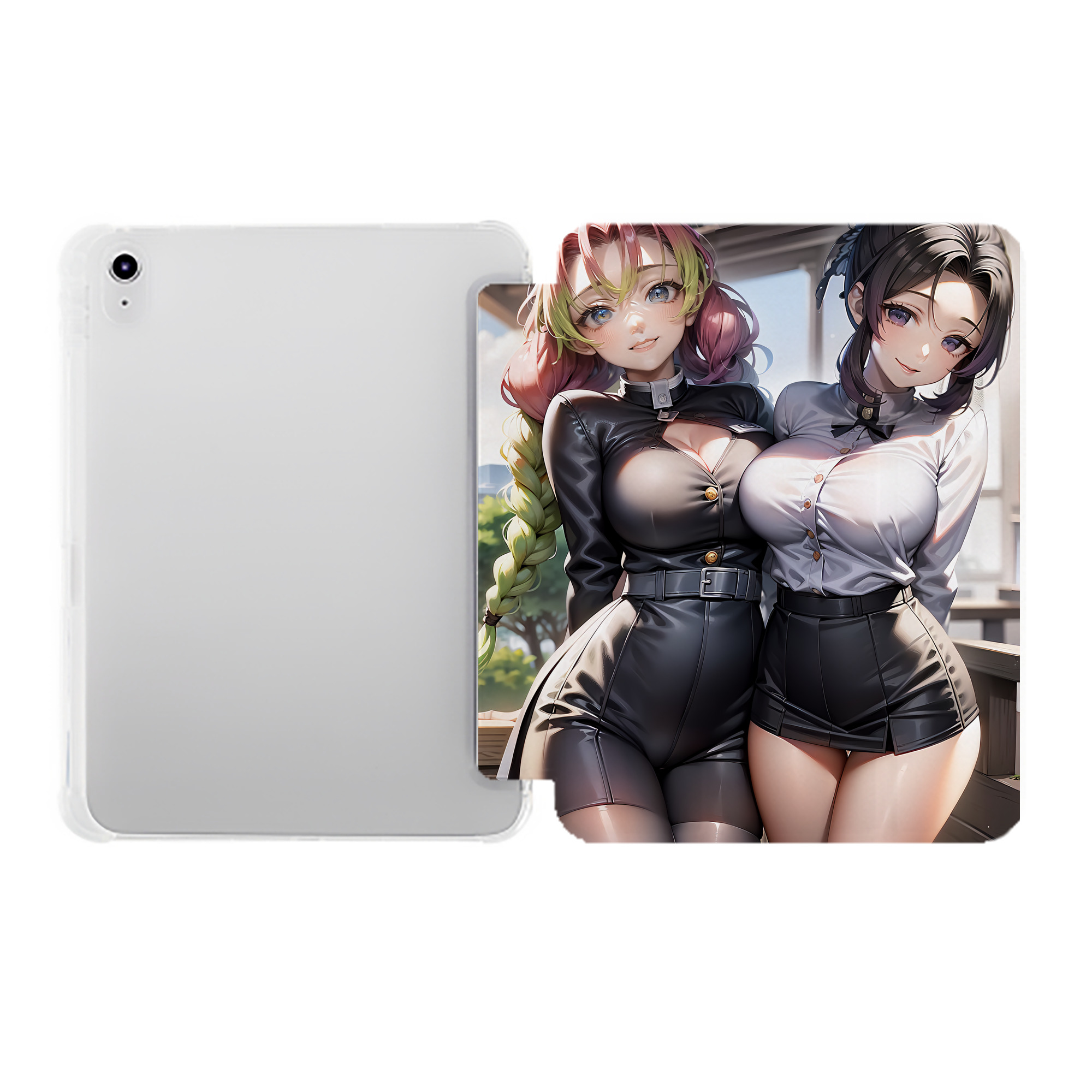 （画像用） 鬼滅の刃（きめつのやいば）蟲柱-胡蝶 しのぶ／こちょう しのぶ Kochou Shinobu IPad ケース ペン収納付き 三つ折りスタンド PUレザー×シリコン 対応機種9.5/10.5/10.9インチ